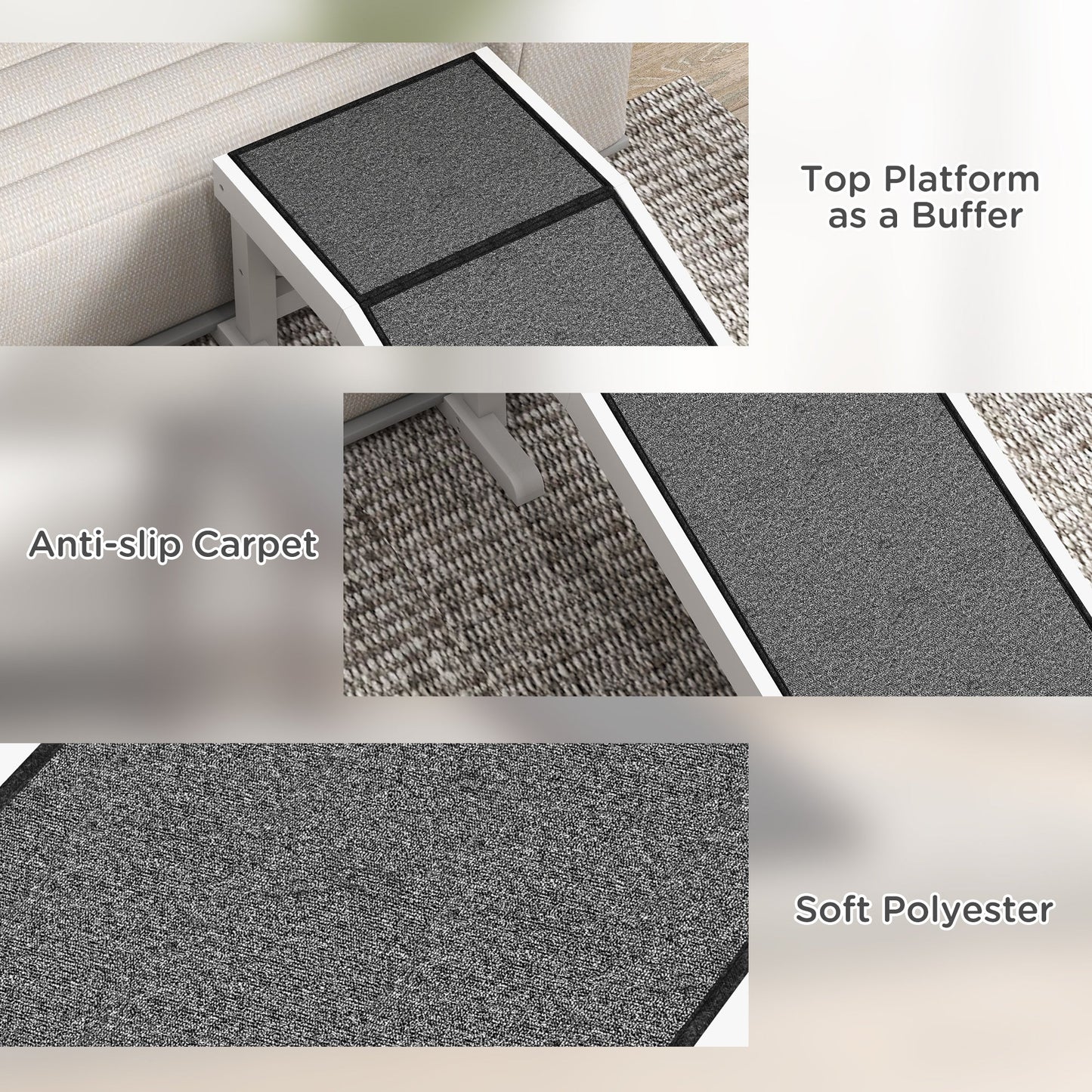 49 Pet Ramp For Dogs  Cats With Non-Slip Carpet, White