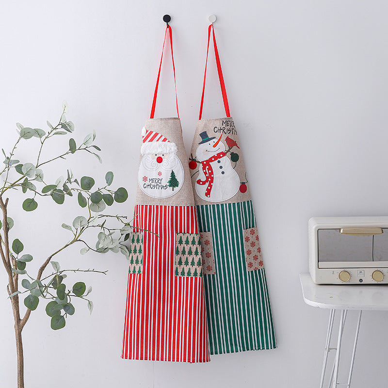 Santa Linen Apron Creative Kitchen Cleaner Sleeveless