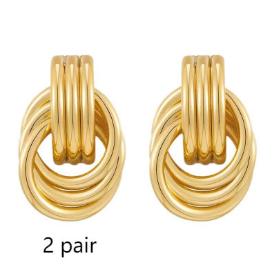 Exaggerated Geometry Earrings Metal Winding Twist Stud Earrings