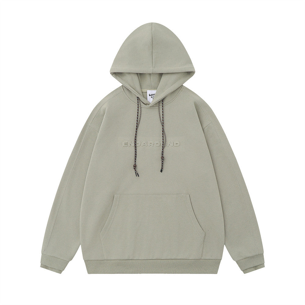 Simple Letter Embossed Pullover Loose Sweater Men's Clothing