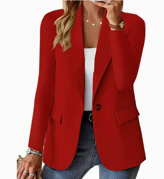 Women's Long Sleeve Solid Color Cardigan Small Suit Jacket