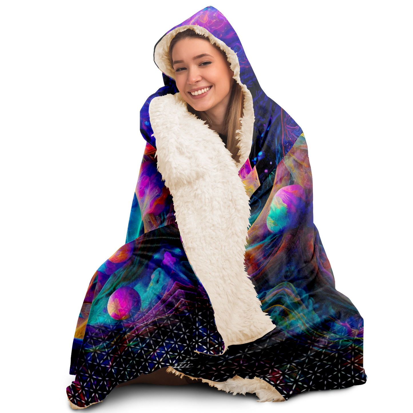 Mystic Contemplation - Sherpa Hooded Blanket