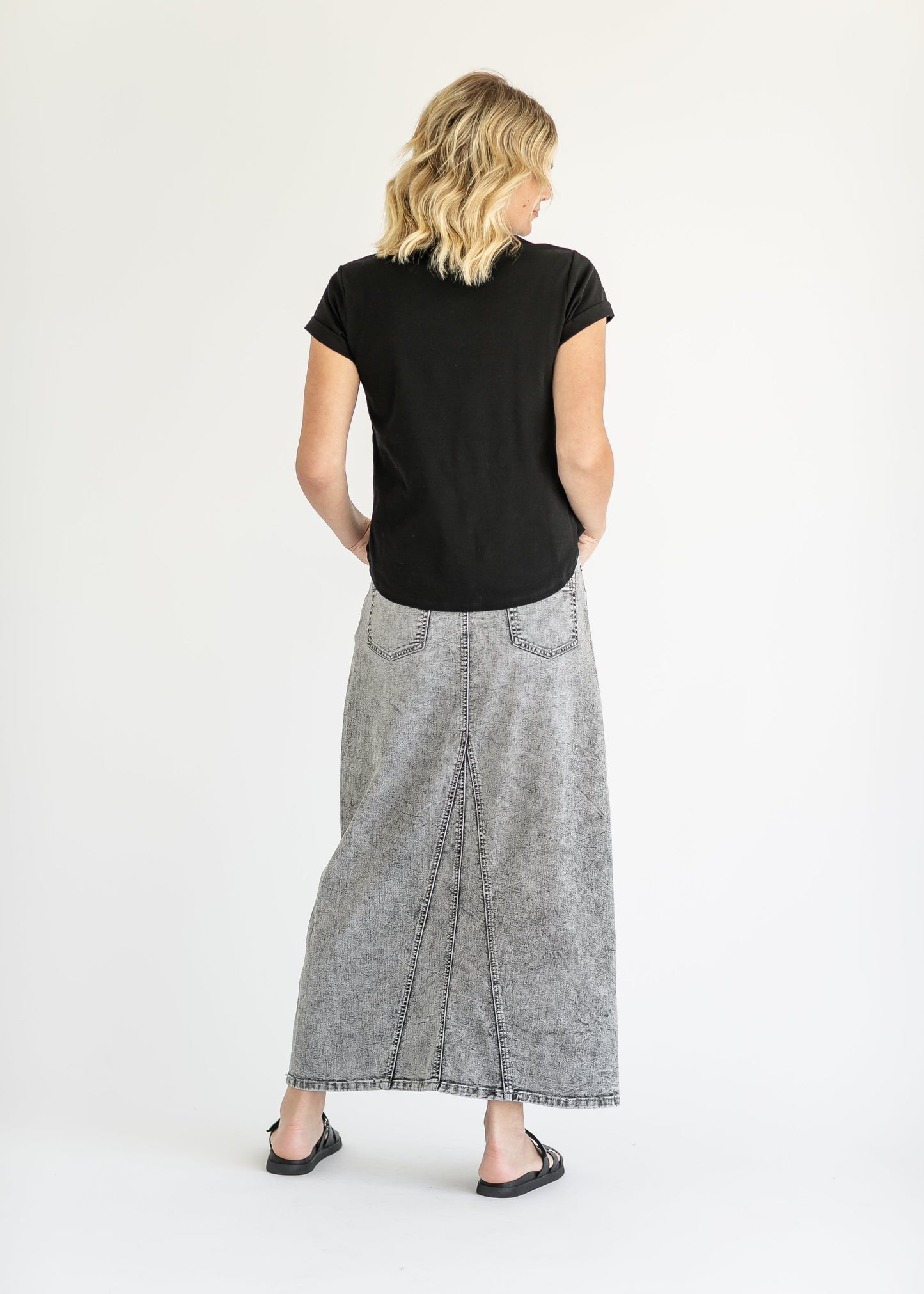 Genevieve A-line Denim Maxi Skirt