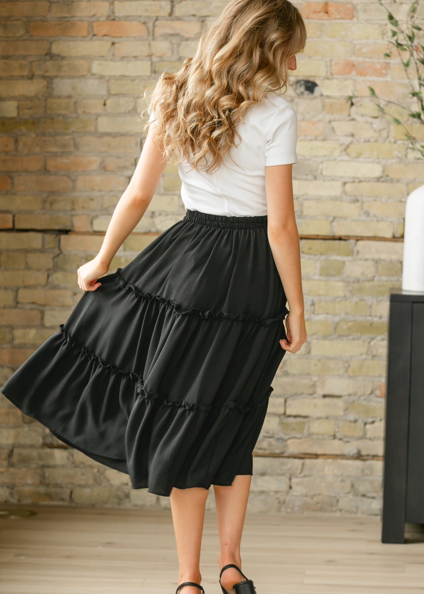 Giana Ruffle Tiered Midi Skirt