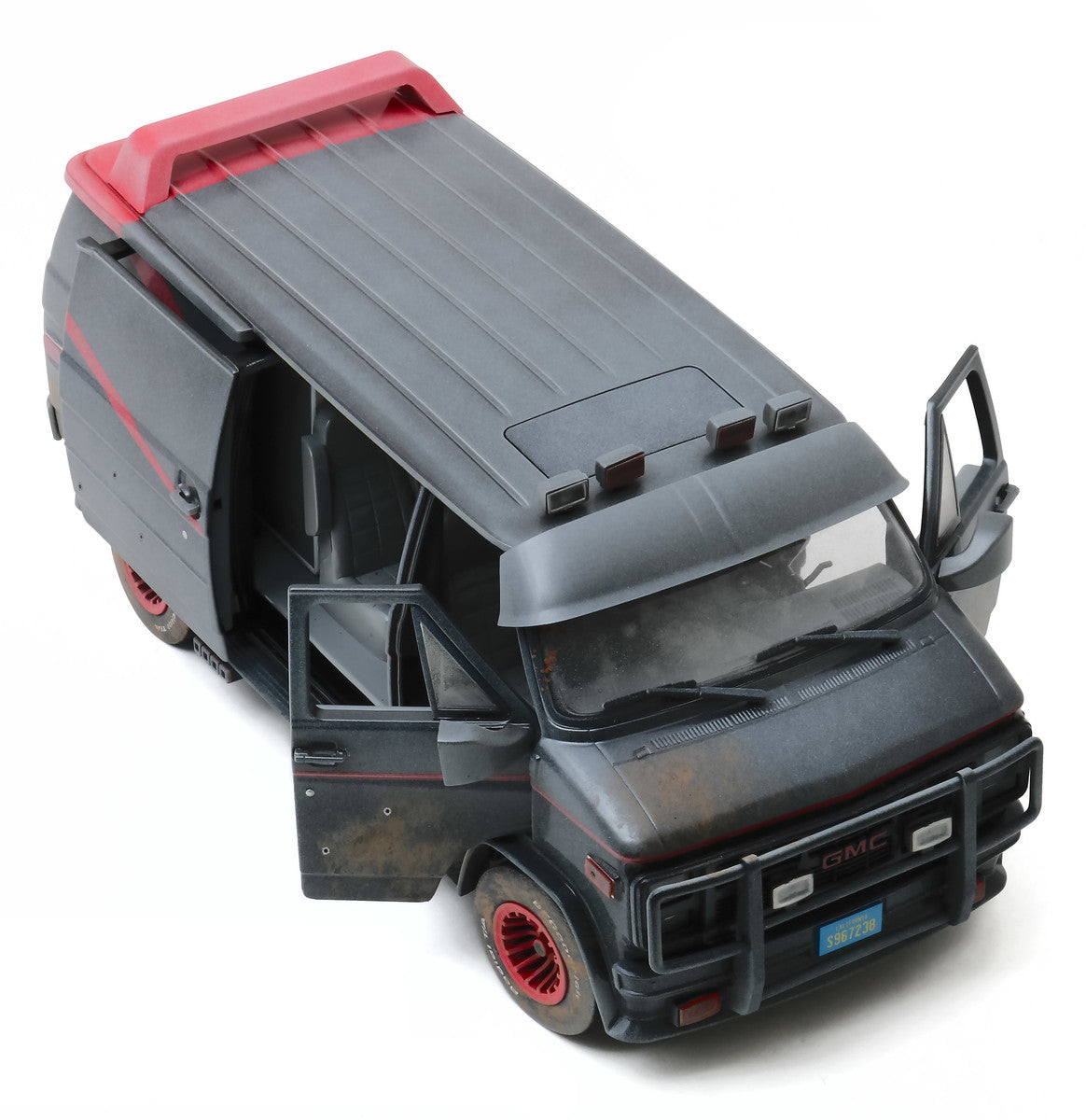 1983 GMC Vandura Black Weathered Version with Bullet Holes "The A-Team" (1983-1987) TV Series 1/18 Diecast Model Car by Greenlight