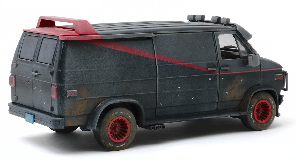 1983 GMC Vandura Black Weathered Version with Bullet Holes "The A-Team" (1983-1987) TV Series 1/18 Diecast Model Car by Greenlight