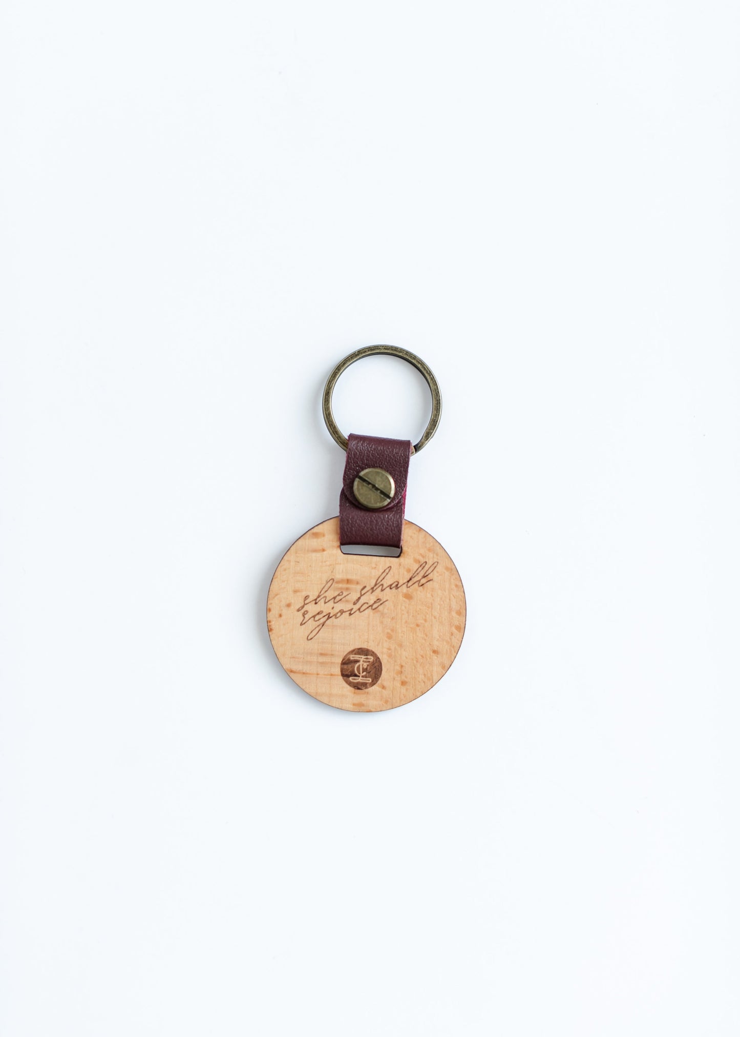 Inherit Rejoice Wood Keychain