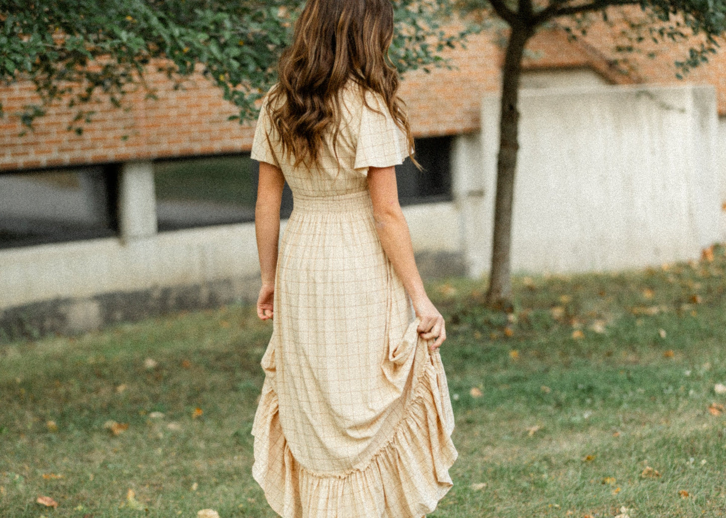 Isabella Windowpane Maxi Dress