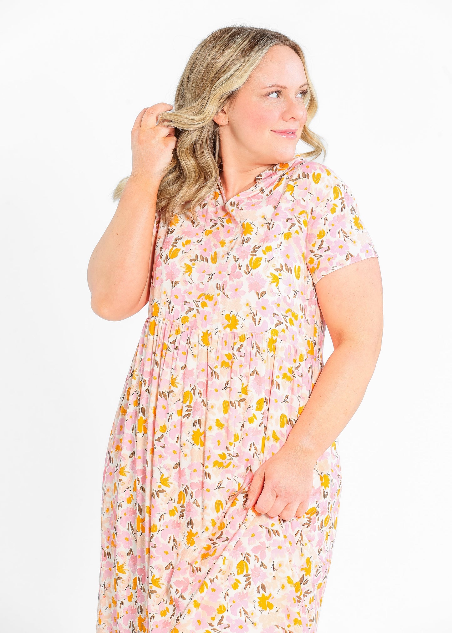 Jaydrien Floral Flutter Sleeve Midi Dress - FINAL SALE