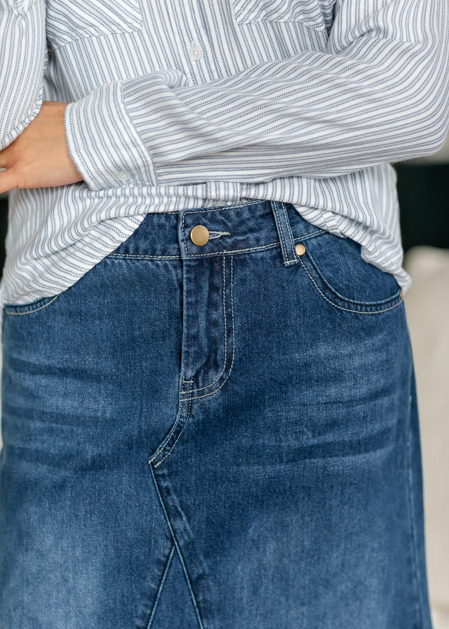 Jennifer A-Line Long Denim Skirt