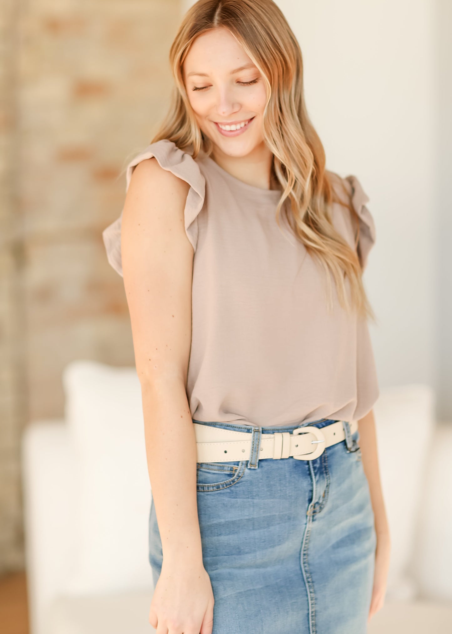 Leanne Ruffle Cap Sleeve Top