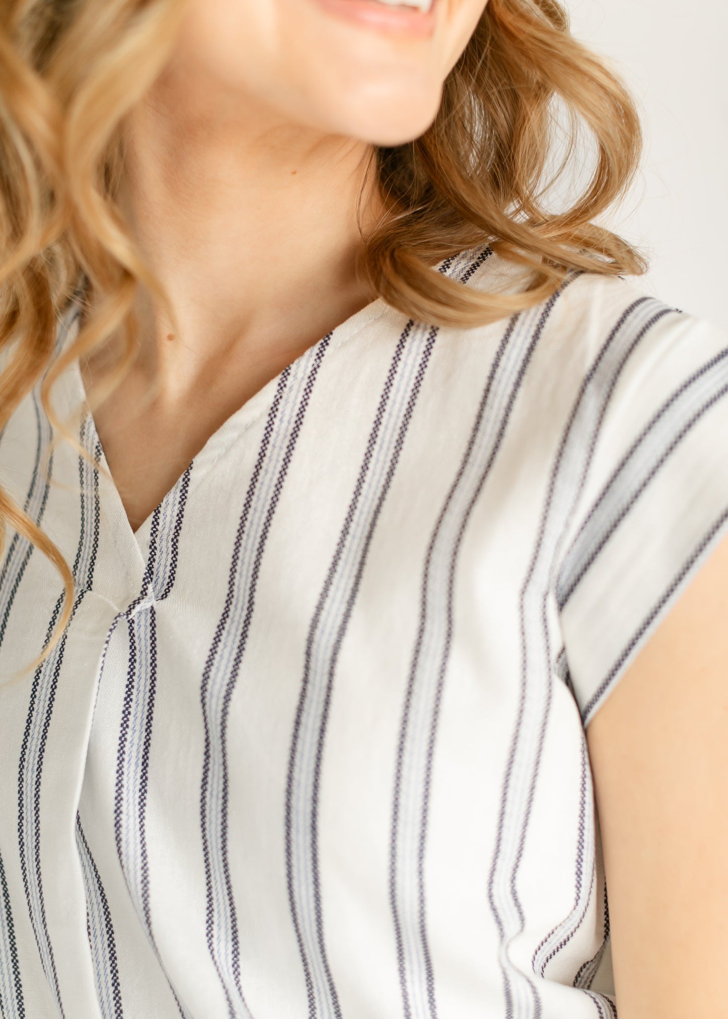 Madison Striped V-neck Short Sleeve Flowy Top - FINAL SALE