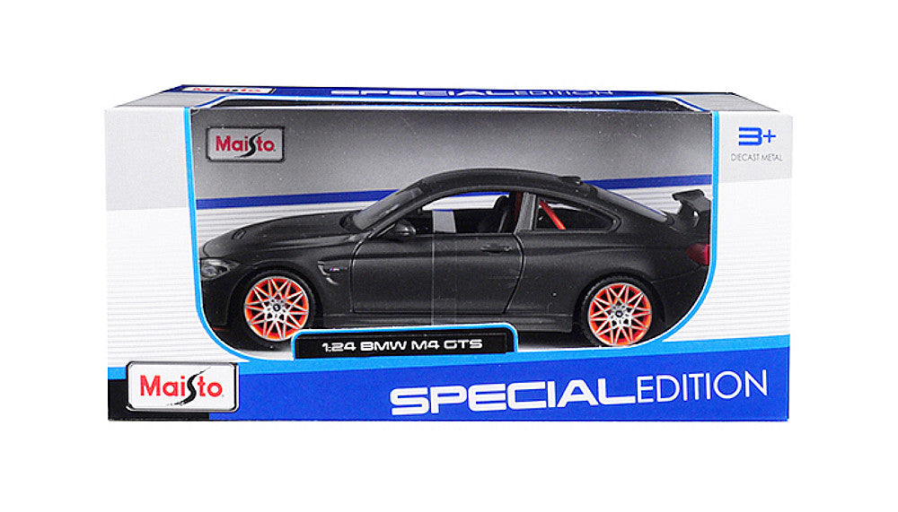 BMW M4 GTS Gray with Carbon Top and Orange Wheels 1/24 Diecast Model Car by Maisto