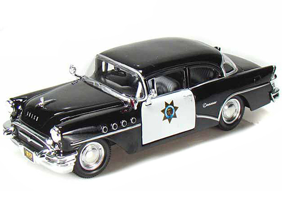 1955 Buick Century Police Car Black and White 1/26 Diecast Model Car by Maisto