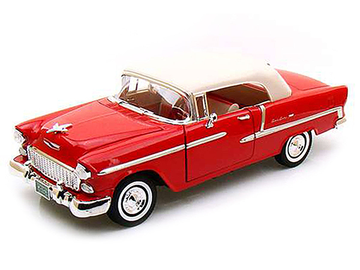 1955 Chevrolet Bel Air Convertible Soft Top Red 1/18 Diecast Car Model by Motormax
