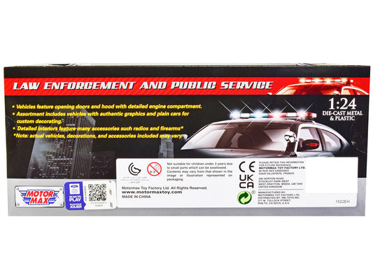 2018 Ford Mustang GT Police Car Unmarked Plain White "Law Enforcement and Public Service" Series 1/24 Diecast Model Car by Motormax