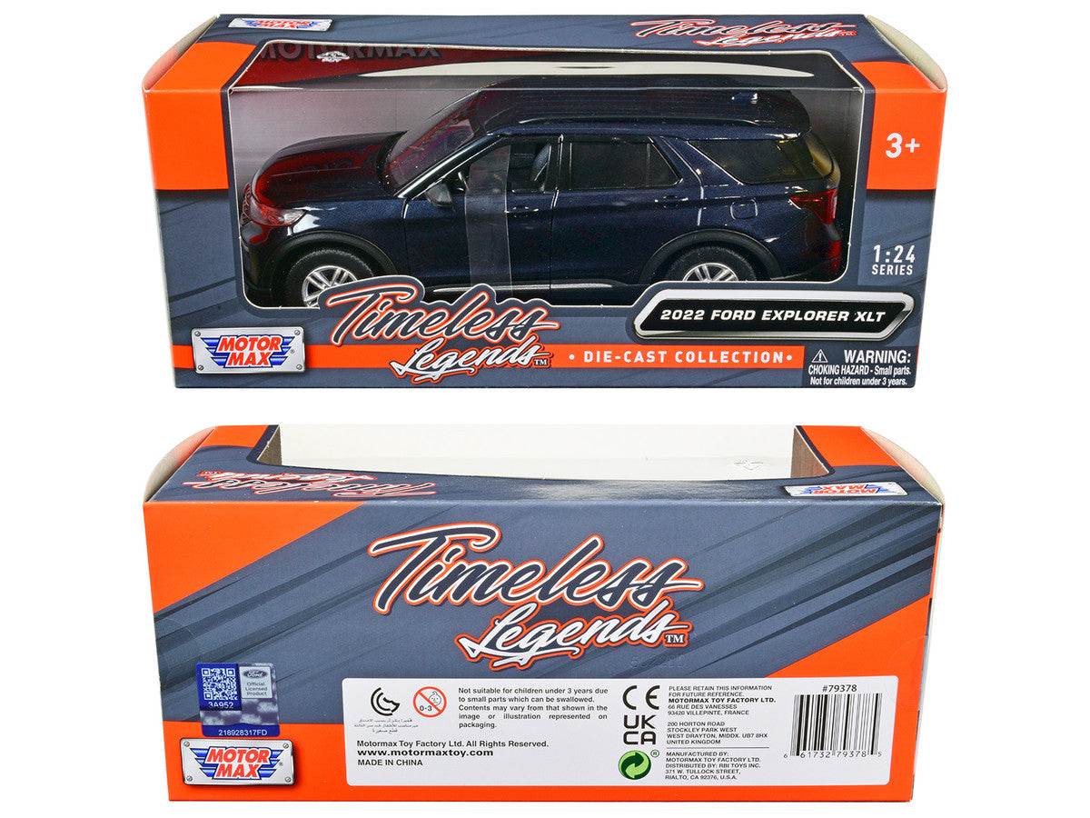 2022 Ford Explorer XLT Dark Blue Metallic "Timeless Legends" Series 1/24 Diecast Model Car by Motormax