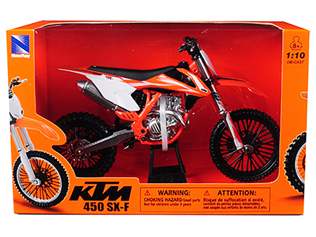 KTM 450 SX-F Dirt Bike Orange and White 1/10 Diecast Motorcycle Model by New Ray