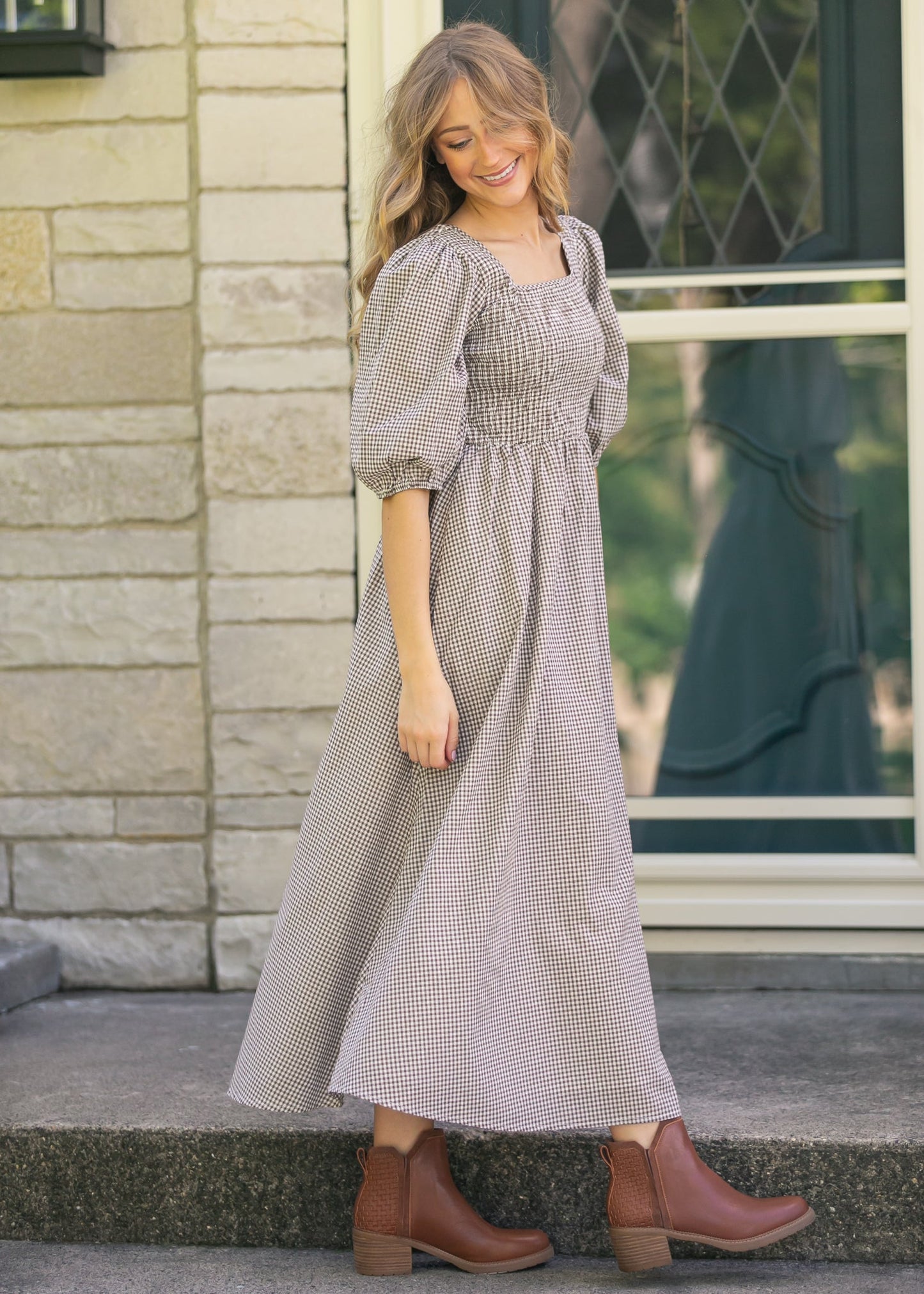 Kayleen Gingham Maxi Dress