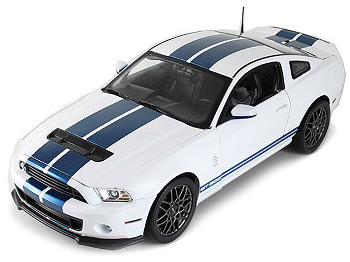 2013 Ford Shelby Cobra GT500 SVT White with Blue Stripes 1/18 Diecast Car Model by Shelby Collectibles