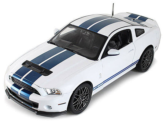 2013 Ford Shelby Cobra GT500 SVT White with Blue Stripes 1/18 Diecast Car Model by Shelby Collectibles