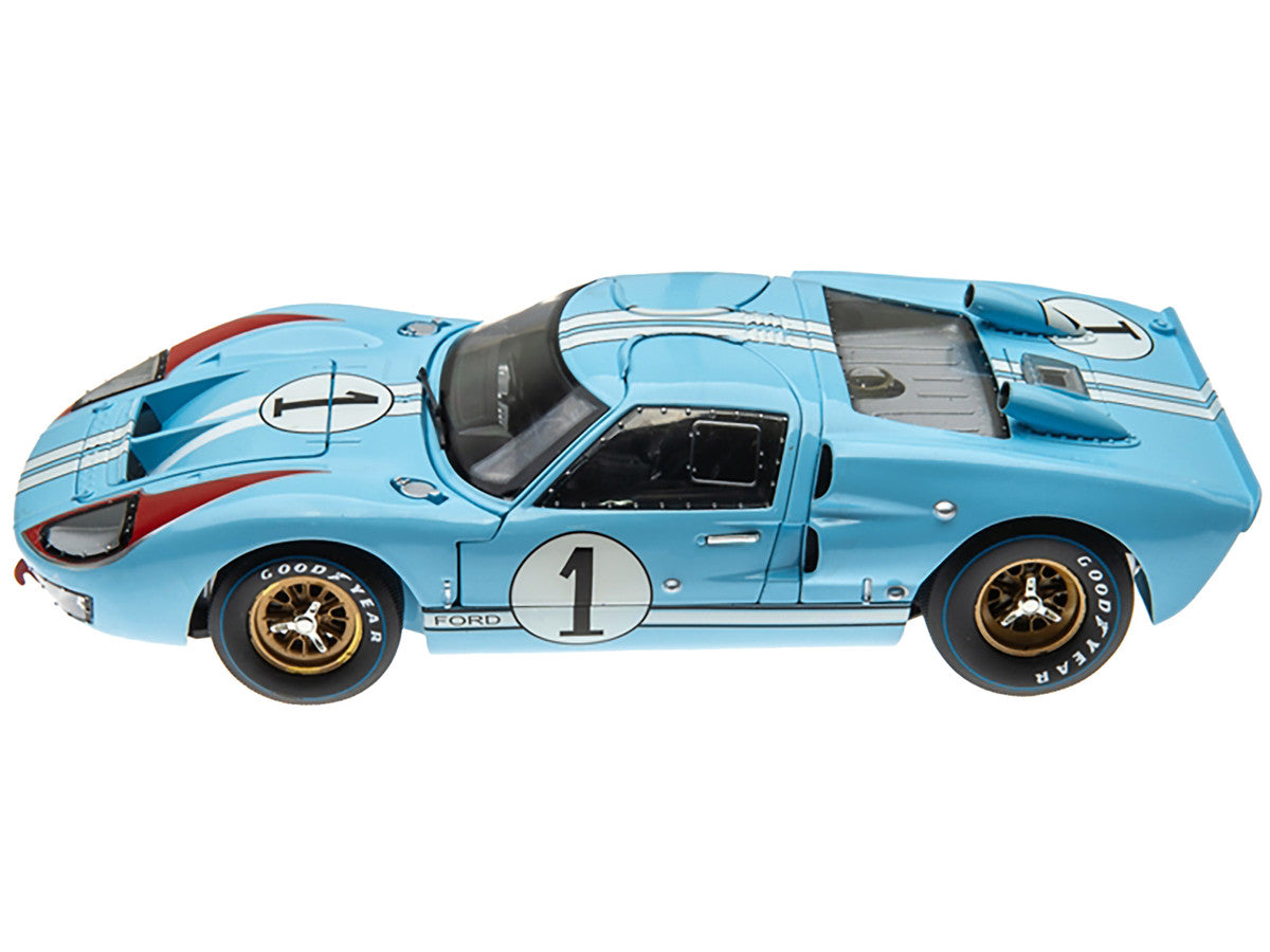 1966 Ford GT 40 MK II RHD (Right Hand Drive) #1 Light Blue Miles - Hulme Le Mans 1/18 Diecast Model Car by Shelby Collectibles
