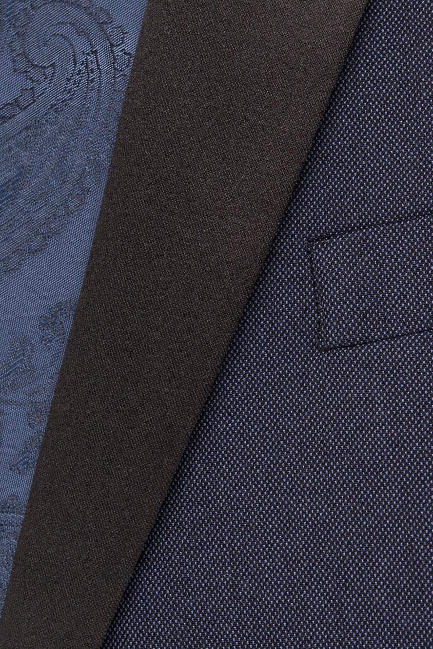 "Sebastian" Indigo Pindot Tuxedo Jacket Shawl (Separates)