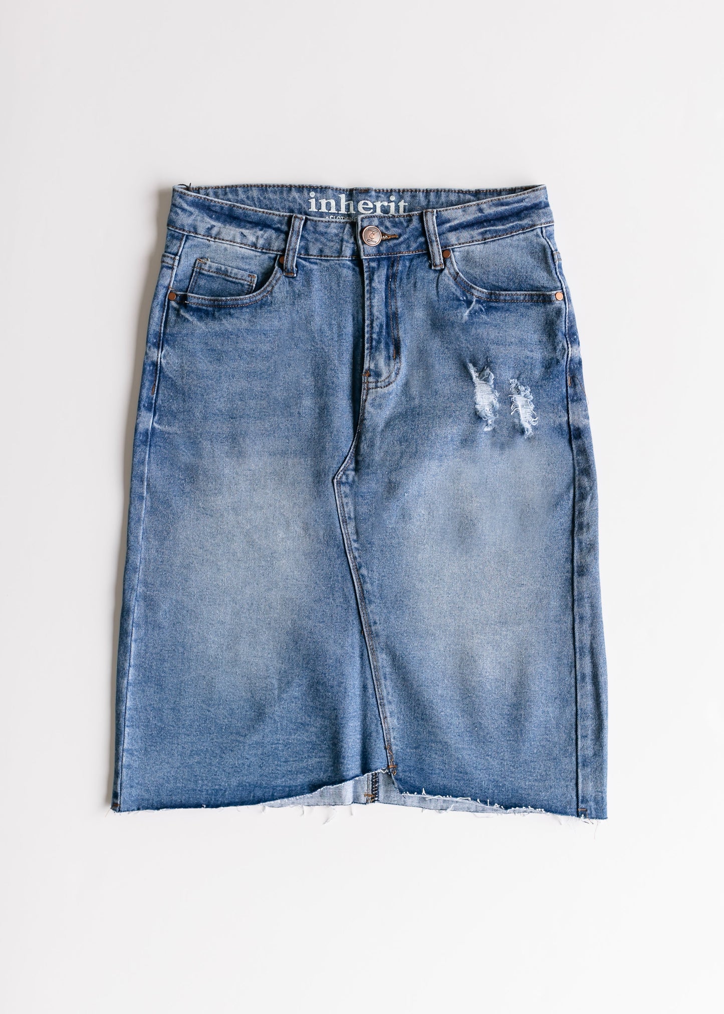 Tiana Distressed Denim Midi Skirt - FINAL SALE