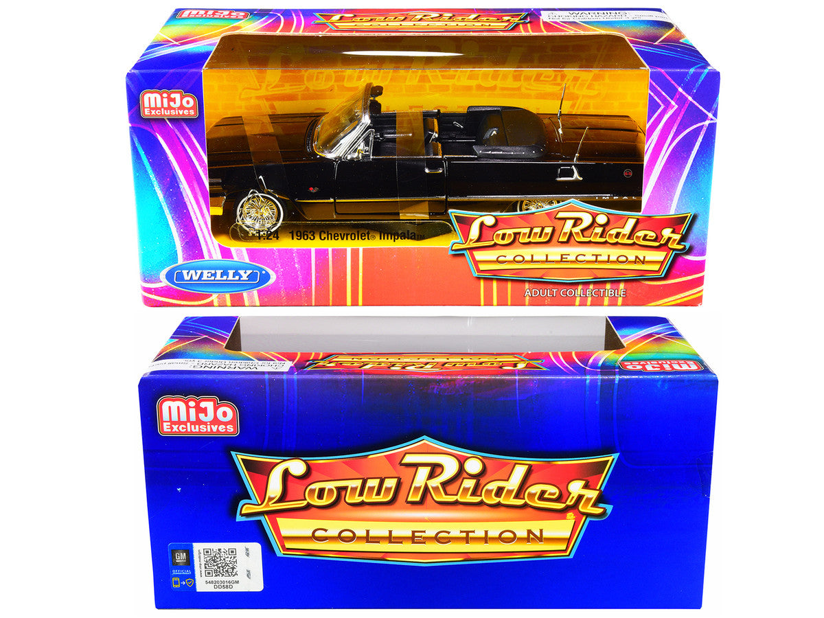 1963 Chevrolet Impala SS Convertible Black "Low Rider Collection" 1/24 Diecast Model Car by Welly