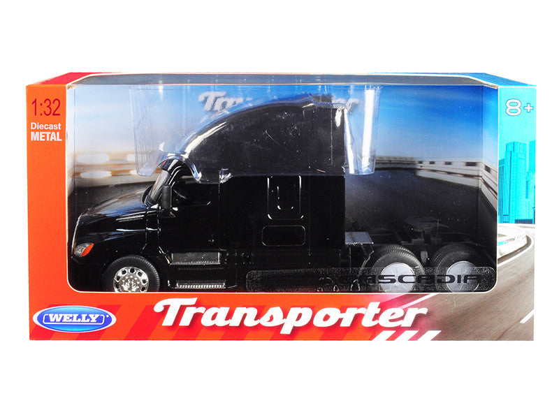 Freightliner Cascadia Truck Black "Transporter" 1/32 Diecast Model by Welly