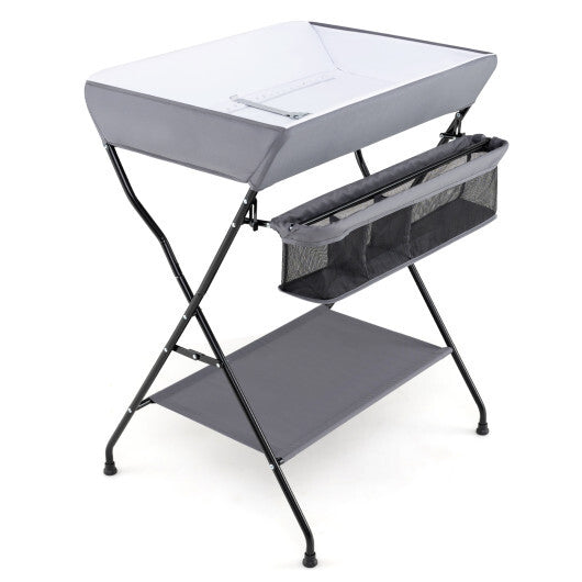 Costway Baby Storage Folding Diaper Changing Table-Gray