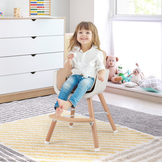 Babyjoy 6-in-1 Convertible Wooden Highchair with Safety Harness and Adjustable Legs-Light Brown