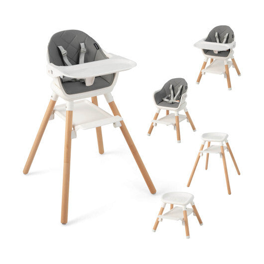Costway 6-in-1 Baby High Chair with Removable Dishwasher and Safe Tray-White