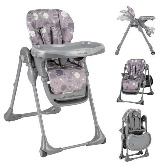 Costway Folable High Chair with Detachable Cushion and High Chair for Babies and Toddlers-Gray