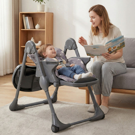 Costway Folable High Chair with Detachable Cushion and High Chair for Babies and Toddlers-Gray