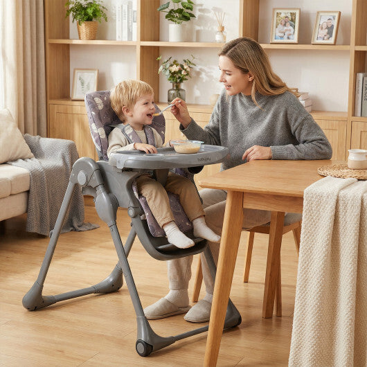 Costway Folable High Chair with Detachable Cushion and High Chair for Babies and Toddlers-Gray