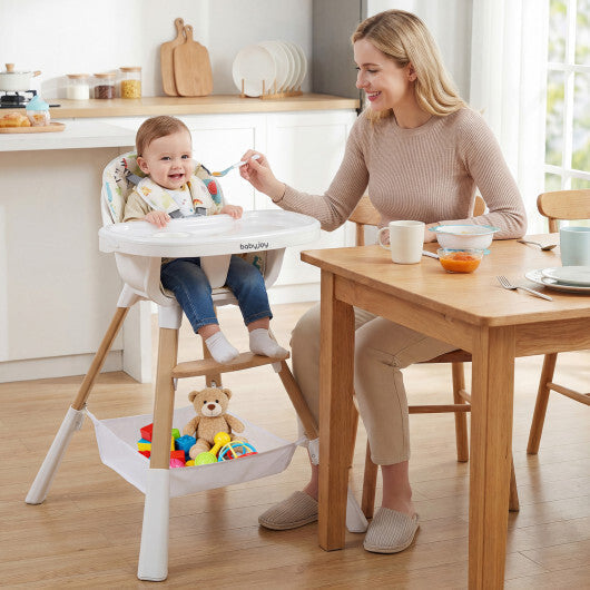 Costway 4 in 1 High Chair for Babies Convertible Toddler Highchair-Multicolor