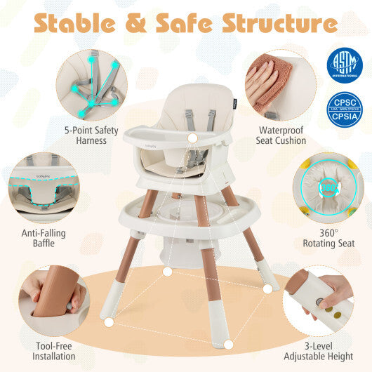 Costway 16-in-1 Baby High Chair with Activity Center and Booster Seat for Babies and Toddlers-White - Color: White