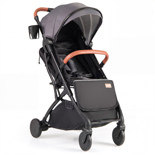 Costway Lightweight Baby Stroller Compact Travel Stroller with One-Hand Folding-Gray