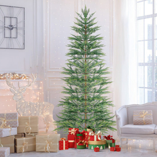 Costway 7.5 FT Pre-Lit Cypress Christmas Tree Hinged with 612 PE Branch Tips Timer & 540 Lights