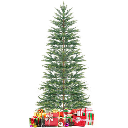 Costway 7.5 FT Pre-Lit Cypress Christmas Tree Hinged with 612 PE Branch Tips Timer & 540 Lights