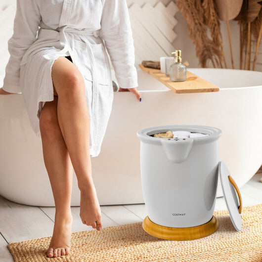 Costway Towel Warmer Bucket with Fragrance Holder and Auto Shut-Gray