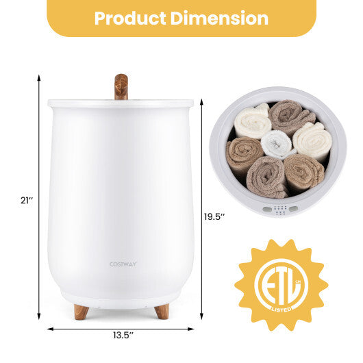 Costway 23L Large Luxury Bucket-Style Towel Warmer with Fragrant Disc Holder-White