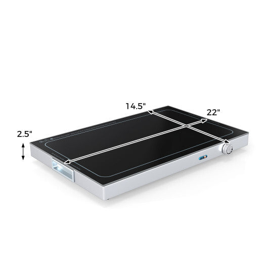 Costway Electric Warming Tray with Adjustable Temperature and Built-In Handles Tempered Glass