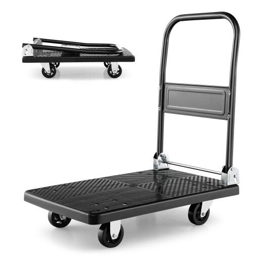 Costway Folding Push Cart Dolly Platform Hand Truck with 360 Swivel Wheels 440LBS Capacity
