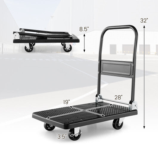 Costway Folding Push Cart Dolly Platform Hand Truck with 360 Swivel Wheels 440LBS Capacity