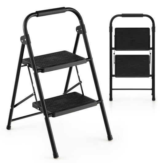 Costway 2 Step Ladder Folding Step Stool 330lbs Capacity with Anti-Slip Pedal & Handle