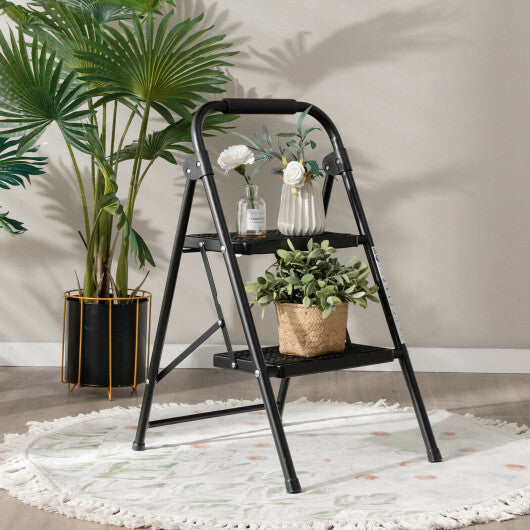 Costway 2 Step Ladder Folding Step Stool 330lbs Capacity with Anti-Slip Pedal & Handle