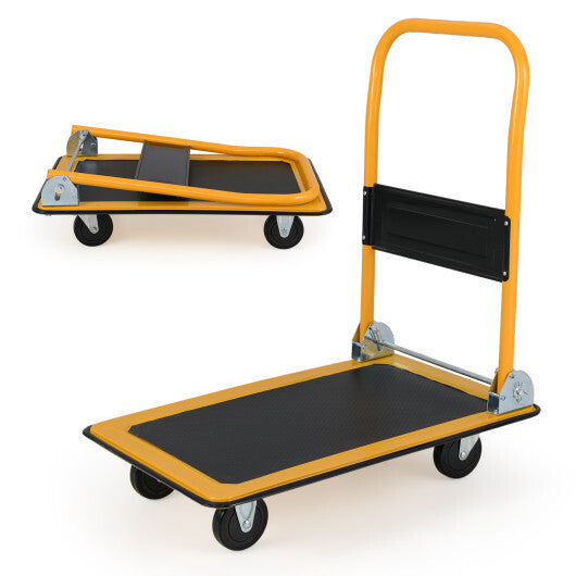 Costway Platform Cart Dolly Foldable Warehouse Push Hand Truck-Black