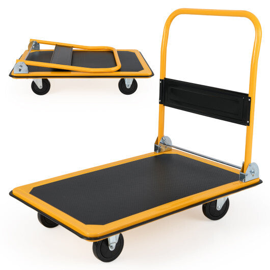 Costway Folding Platform Cart Dolly Hand Truck-Black